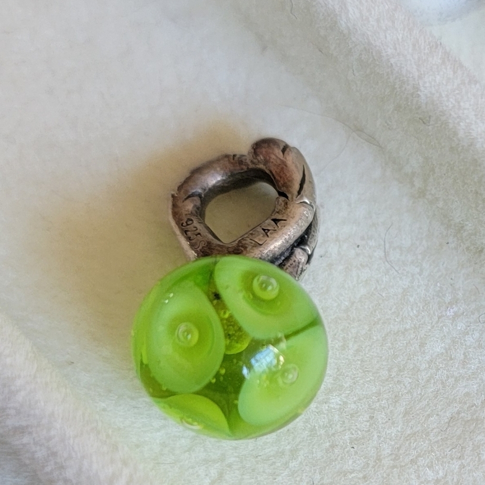 Trollbeads Sterling Green Glass Bead Charm